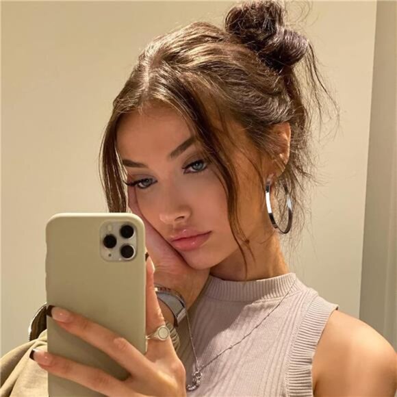 4MM Wide Silver Hoop Earrings for Women Sterling Silver Large Hoop Earrings - Picture 3 of 7